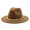 Sombrero de copa Derby de iglesia Simple de ala ancha de 19 colores, sombreros de fieltro sólidos de Panamá para hombres y mujeres, gorra de Jazz de mezcla de lana Artificial6619790