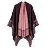 Basker etnisk bohemisk geometrisk stripform plus storlek imitation kashmir delad sjal mantel oändlighet halsduk designer kvinnor lyx