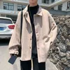 Cappotto di lana primaverile e autunnale Abbigliamento da uomo Versione coreana Cappotto allentato di moda Studenti Giacche casual per uomo 211122