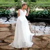 Boho Lace Weddding Dresses Bridal Gown Sexy Backless Spaghetti Straps Appliqued Floor Length Custom Made Plus Size Beach Vestido De Novia 401 401