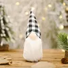 Gnome de Noël sans visage fait à la main noir et blanc Plaid forêt vieil homme poupée Xtmas plateau à plusieurs niveaux décorations XBJK2110