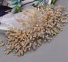 Perle da sposa da sposa di lussuoso perle da sposa a fascia oro corona corona cristallo rinestone orecchini a banda per capelli set di gioielli per capelli bling bling ac1308340