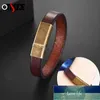 Vintage Brown Genuine Leather Men's Bracelet Stainless Steel Magnetic Clasp Man Bracelets Fashion Punk Rock Male Jewelry Gift Factory price expert design Quality