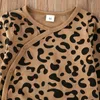 Canis höst vår leopard nyfödd baby flicka pojke kläder leopard tryckta bomullsknapp toppar leggings byxor outfits g1023
