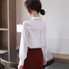 Camicie da donna coreane Camicette da ricamo donna in chiffon Camicetta da donna camicetta tinta unita Camicia a maniche lunghe Taglie forti XXL 210531