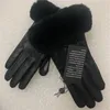 Women039s quality leather gloves and wool touch screen rabbit hair warm sheepskin Five Fingers Gloves3718080