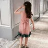 女の子の夏のドレス2021新しい子供たちの服かわいい弓の女の赤ちゃんの女の子の王女の服子供服3 4 5 6 7 8 9 10 11 12年Q0716