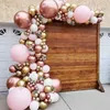 101pcs Chrome Rose Gold Balloons Garland Arch Kit Pink White Ballon for Baby Shower Wedding Birthday Party Decor Globos 211216