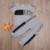 Set di abbigliamento pantaloni per bambine per bambini 2 pcs a maniche corte top leopard estate in cotone balzo vestiti 5788358