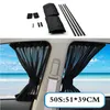 2 x 50l Trackbar Aluminium Rail Car Side Sunshade Curtain Auto Window Sun Visor med elastisk sladd - Svart / Beige / Grå