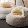 Warm Cat Cave Bed Hooded Donut Cozy Soft Plush Dog Self Warming Cuddler Sleeping Nest for Small Medium Dogs Cats Puppies 211006