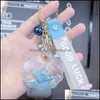 Keychains Mode Accessories Lovely Girl Heart Dream Shell Drijvende fles Cartoon Jelly Leather Rope Car Key Chain Bag Pendant Drop Delive