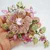 Pins, broches mode elegante roze strass crystal bloem broche pin romantische bruiloft bruids bruidsmeisje sieraden