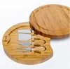 Narzędzia kuchenne Bambusowe Sero Płyta i Knife Set Round Charcuterie Boards Obrotowy Mięsny Półmisek Wakacyjny Domowy Prezent RRD13584 Seaway