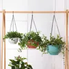 Hand Made Wicker Rattan Flower Basket Green vine Pot Planter Hanging Vase Container Wall Plant Basket For Garden gb05 210712