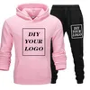 Customized Print Hoodies and pants thick Sweatshirt Comfortable Unisex DIY Streetwear tracksuit DropShipping Pullovers 201020