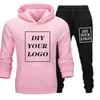 Anpassad utskrift Hoodies och byxor Tjocktröja Bekväm Unisex DIY Streetwear Tracksuit Dropshipping Pullovers 201020