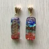 Retro cuboid Reiki Chakra pendulum pendant natural amethysts Lapis Lazuli 7 colors stone pillar pendants charms wholesale