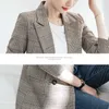 Blazer Femme Veste féminine Veste de haute qualité Casual Check Dames Costume Élégant Manteau à manches longues Bureau 210527