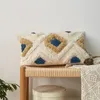 Capa de almofada de almofada de estilo marroquino Tuft encanamento artesanal capa 45x45cm / 30x50cm azul marinho marinho para sofá cama cinza marfim diamante stripe 210315