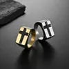2021 mode or couleur anneau 13mm largeur grande croix anneaux pour hommes à la mode en acier inoxydable bijoux cadeau entier goutte