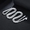 Chaînes 925 argent Sterling 16/18/20/22/24 pouces 4mm corde torsadée chaîne collier pour femmes homme mode mariage breloque bijoux