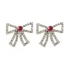 Boucles d'oreilles en cristal nœud papillon pour femme élégantes boucles d'oreilles en strass scintillants perlées fille fête Brincos