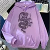 Dragon Harajuku старинные печать толстовка женская толстовка милый хип-хоп Kawaii негабаритная уличная одежда свободная повседневная одежда 210809