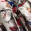 Tangada Women Vintage Floral Print Thin Kimono Coats Jacket Loose Long Sleeves with Slash Ladies Coat BE958 210609