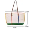 Shopping Bags Fashion Panelled Canvas Casual Tote for Women Large Shoulder Bag Designer Handbags Eco-friendly Sac A Main Bolsas220307