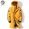 Asesmay White Duck Down Jacket Men Winter Coat Long Warm Parkas Hooded Yellow Outwear Luxury Brand Clothing Male Winter Jackets Y1103