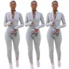 Sexiga grossistkvinnor Jumpsuits Spring Set Women One Piece Rompers Design Update Onesie Zipper Up Plus Size Long Sleeve Jumpsuit för S-5XL