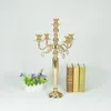 Party Decoration Tall Gold 5 Arm Shiny Metal Candelabra Chandelier Votive Candle Holder Wedding Centerpiece