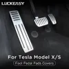 Luckeasey Car Tillbehör Inredning För X Modell s Rostfritt stål PVC fotpedalplattor täcker 3pcs