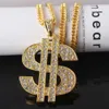 Hip Hop RAB Dólar Dólar Diamante Colar de Diamante Cor De Ouro Punk Corrente Para Homens Mulheres Rock Bling Link Cadeia Colares Declaração Jóias