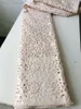 5 Yards/Lot beau tissu de coton africain fuchsia avec perles décoration fleur suisse voile dentelle pour s'habiller QC1-1