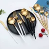 Dinner Set Cutlery Knives Forks Spoons Wester Kitchen Dinnerware Stainless Steel Home Party Tableware Set 211108