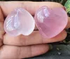 Natural Rose Quartz Heart Shaped Pink Art Crystal Carved Palm Love Healing Gemstone Lover Gife Stone