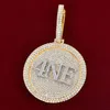 Round Medal Custom Name Pendant Miami Rotatable Iced-out Necklace Copper Cubic Zircons Hip Hop Rock Jewelry No Chain