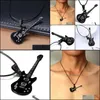 Pendant Necklaces & Pendants Jewelry Fashion 316L Stainless Steel Guitar Necklace For Men Leather Chain Drop Delivery 2021 Xjd1W