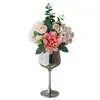 Couronnes de fleurs décoratives artificielles avec vase en verre, bureau de mariage, décoration de maison, fleur en soie, accessoires de Table de haute qualité, salon Dec