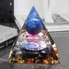 Orgonite Pyramid Amethyst Crystal Sphere With Obsidian Natural Cristal Stone Orgone Energy Healing Reiki Chakra Multiplier 60mm 210727