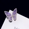 Broszki dla kobiet S925 Sterling Hollow Różowy Purpurowy Butterfly Cyrkonia Broszka Temperament Bijoux Femme Akcesoria