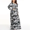 Robes décontractées Sexy Camouflage Vêtements Femmes Plus Taille 100kg Robe surdimensionnée Sukienka Shirred Drapé Taille haute Robe à volants Femme E219p