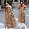 Women's Winter Jacket Parkas Thick Down Cotton Warm Coats Korean Streetwear Hoodies Long Black for 211216