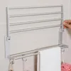 Towel Racks ORZ 2 Tier Rack With Shelf Punch Free Wall Mount Fold-able Accessories Holder Aluminum Bathroom Organizer