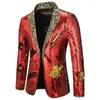 Luxury Gold Paillettes Glitter Giacca da uomo Slim Fit con risvolto con risvolto Giacca da uomo Giacca da discoteca Cantanti di scena Blazer Costume Homme 2111240U