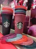Starbucks 24oz/710 ml plastic mok herbruikbaar helder drinkplatige bodem beker pilaar vorm deksel stro mok bardian dhl