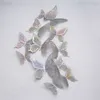 3D Butterfly Wall Stickers Hollow-Out Rose Gold Silver Decal Sticker for Home Room Office Decoration Birthday Wedding Party Decors