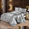 Bedding Sets Supplies Home Textiles & Garden 100% Pure Satin Comforter Bed Set Pillow Duvet Er Sheet Quilt Single/Double/Queen Size Quilted